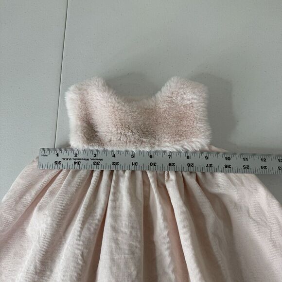Janie and Jack Baby Girls Dress 12 Months Pink Faux Fur Collar Holiday Retro - Picture 3 of 10